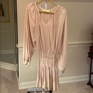 Creme colored drop waist long sleeve dress